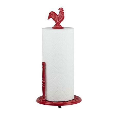 Hds Trading Cast Iron Rooster Paper Towel Holder, Red ZOR96046